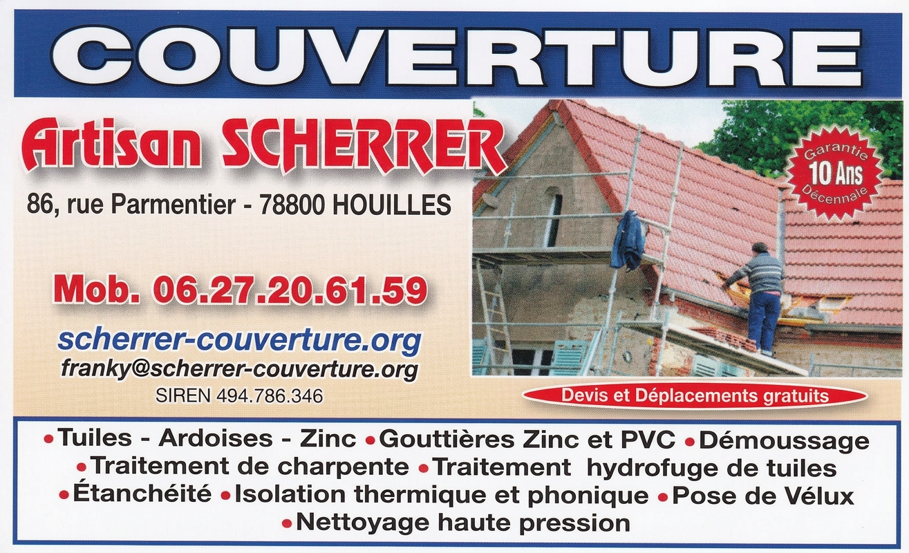 Carte de visite Artisan Scherrer pour l'activité couverture